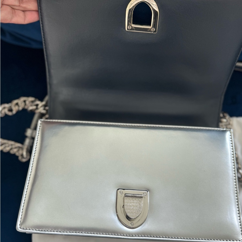 Dior Silver Crossbody Bag with Chevron Design - Picture 8 of 11